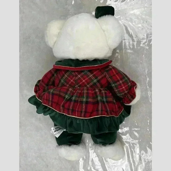 Vintage Santa Snowflake Teddy 1999 Plush Girl Bear‎ Green Red Plaid - Picture 5 of 10
